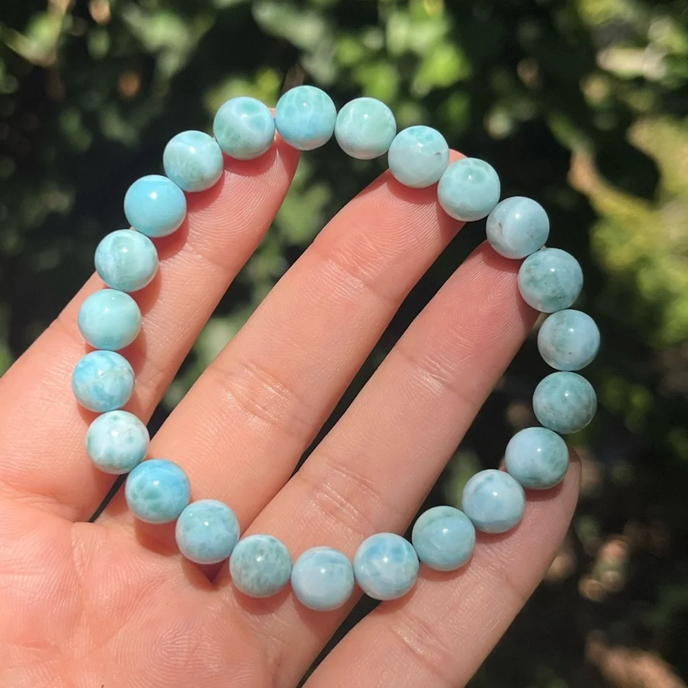 8.5mm stretchable‎ Larimar bracelet